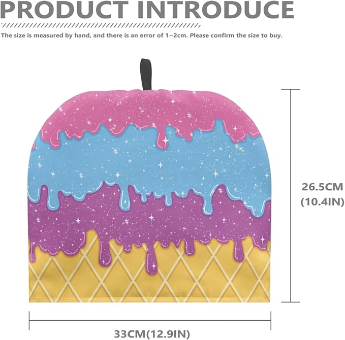 Delicious Ice Cream Print Tea Cozy for Teapot Insulated Kettle Dust Cover Fabric Tea Pot Cover Portable Easy to Clean for Hotel Restaurant Party