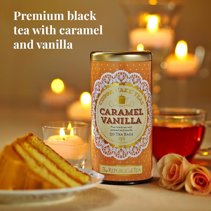 The Republic of Tea - Caramel Vanilla Cuppa Cake, 50 Tea Bags, Blended Fine Black Tea, Gluten-Free