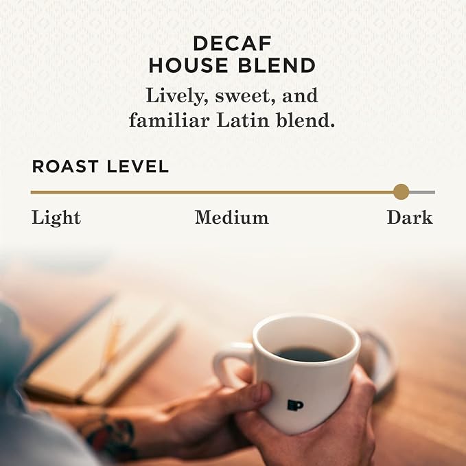 Peet's Coffee, Dark Roast Decaffeinated Coffee K-Cup Pods for Keurig Brewers - Decaf House Blend 88 Count (4 Boxes of 22 K-Cup Pods) (Pack of 2)