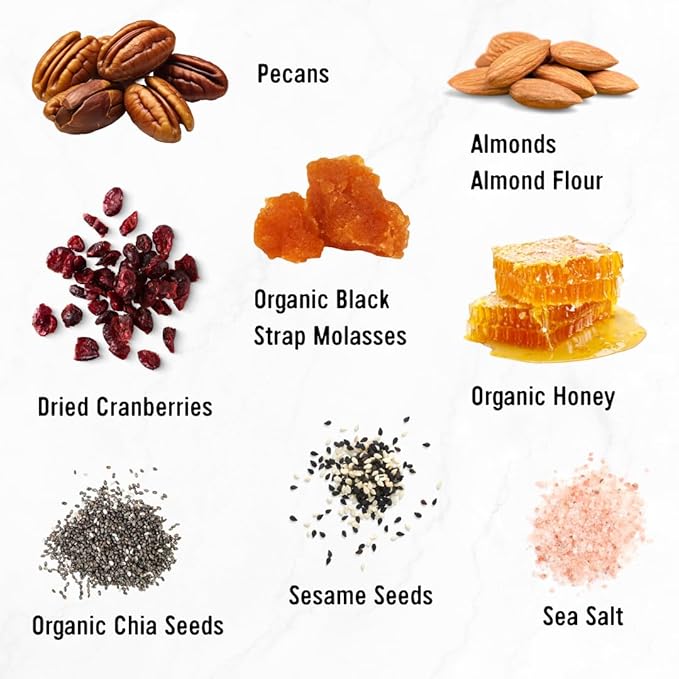 Taos Bakes - Caramel Pecan + Cranberries - Breakfast Bars - 5g Fiber & Gluten Free - Healthy Snacks for Adults - Filled with Pecans, Cranberries, Sesame Seeds, & Chia Seeds - (12 Pack, 1.8oz Bars)