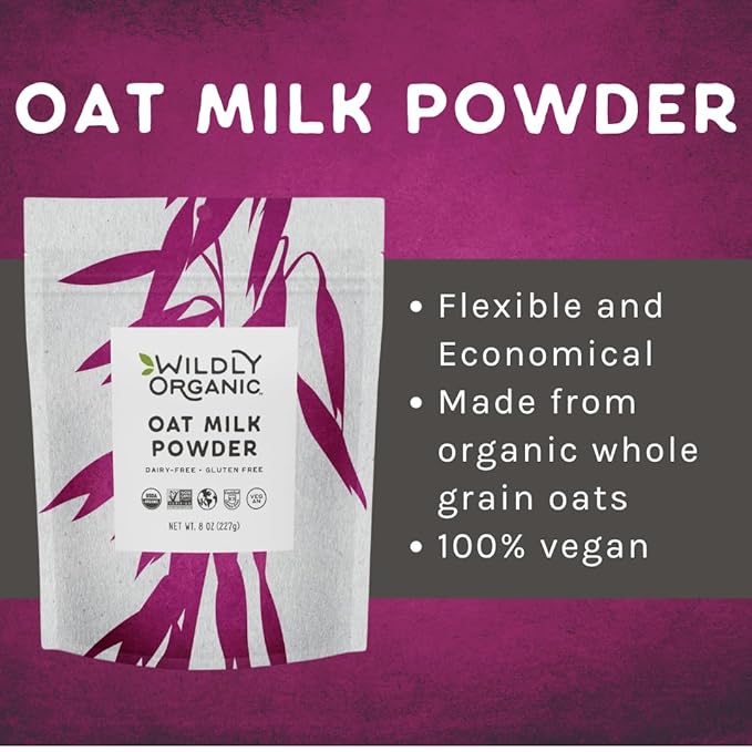 Wildly Organic Oat Milk Powder, 16 Oz, 1 lb Bag - Organic, Dairy-Free, Lactose-Free, Vegan, Gluten-Free, Plant-Bassed, Resealable Package | Excellent for Smoothies, Cereal, & Creamers