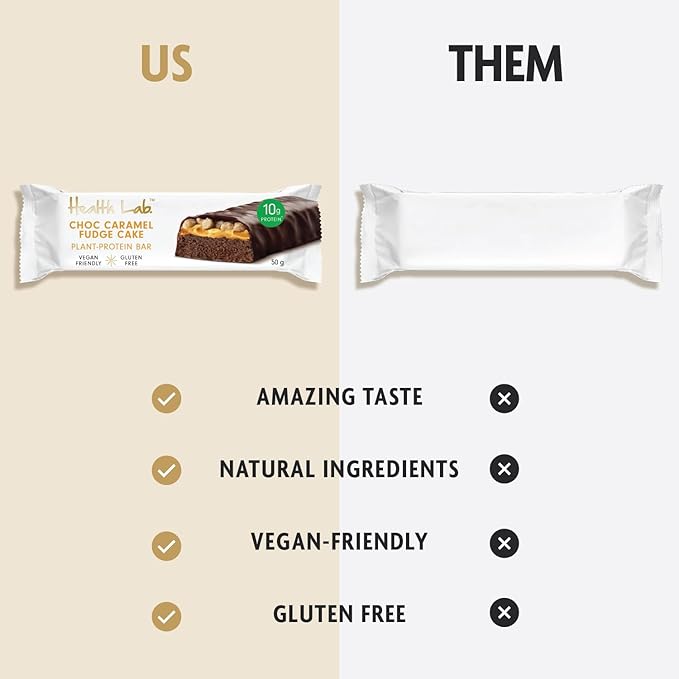 Health Lab - Gluten Free Protein Bars - Choc Caramel Fudge Cake 750 gm - (Pack of 15)