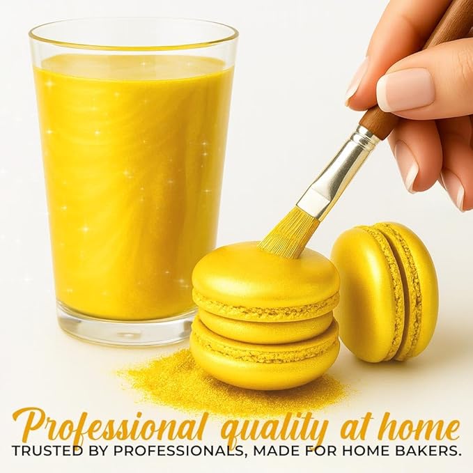 Luster Dust Edible Cake Decorations, Yellow Edible Luster Dust for Cupcake Decorations Edible Luster Dust for Drinks, Cake Drip, Yellow Fondant and Edible Paint for Cakes, Drink Glitter Edible Dust