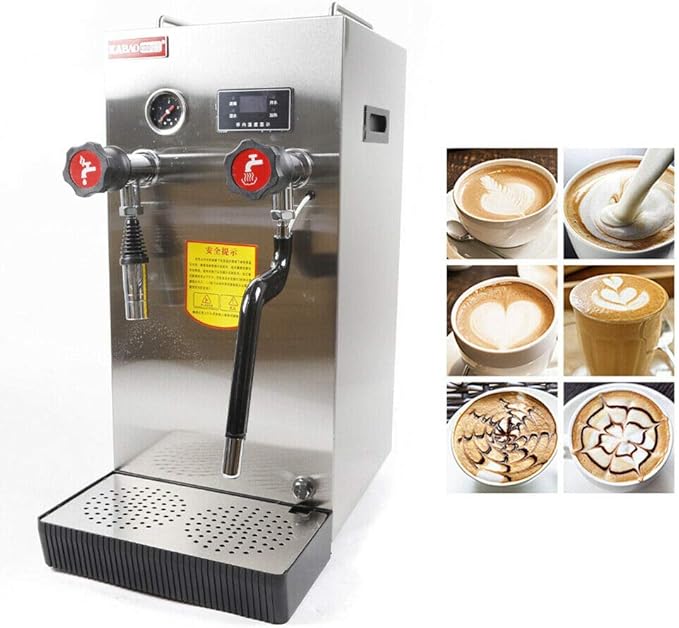 2500W Professional Espresso Coffee Machine, 2.1Gal Steam Water Boiling Machine, LED Display 360° Water Valve Coffee Machine for Tea Restaurant Equipment