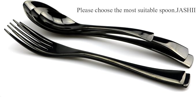 JASHII 18/10 Stainless Steel 24 Piece Mirror Polished Black Flatware Set,Dinner Knife Steak Knife Salad Fork Dessert Coffee Spoon,Service for 4 ,Black Utensil Sets