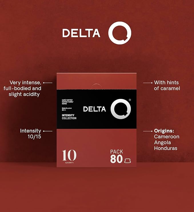 Delta Q Espresso Pods for Delta Q machines, Qalidus - Intensity 10, Notes of Caramel, XL Pack - 80 Coffee Capsules