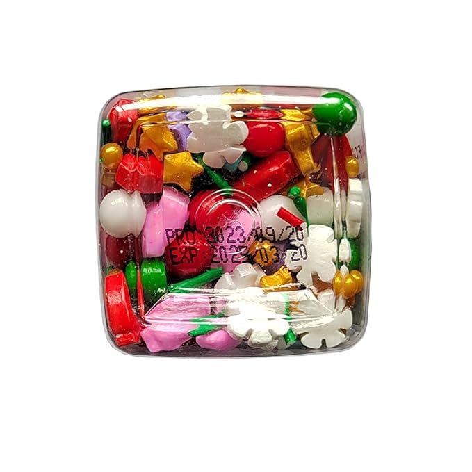 Eastron 1 Bottle Edible Christmas Sprinkles Decorating - Christmas Gift Sprinkles - Holiday Sprinkles - Edible Christmas Snowflake Star Light Bulb Cake Decorations - Cupcake and Cake Topper - 3.53 ounces