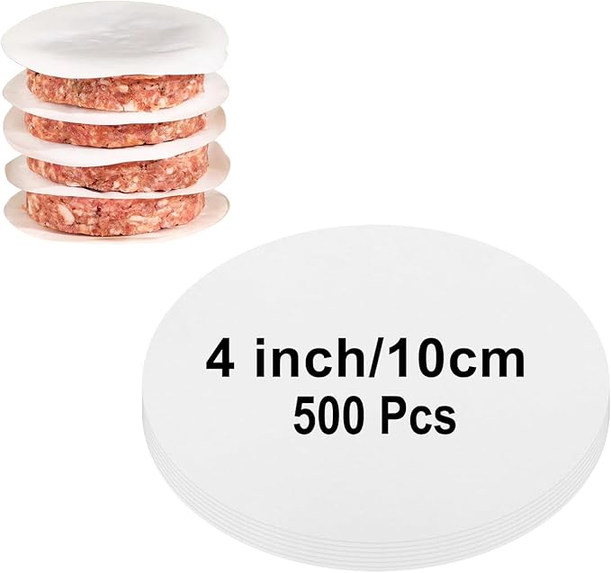 500 Pcs 4 Inch/10 Cm Parchment Paper Rounds ??Non-Stick, Heat Resistant Baking Sheets for Burgers, Cakes & Separating Frozen Patties
