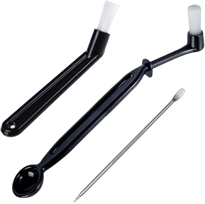 Coffee Machine Cleaning Brush with Spoon Tool Set for Espresso Machine Group Head,Pack of 3,Black