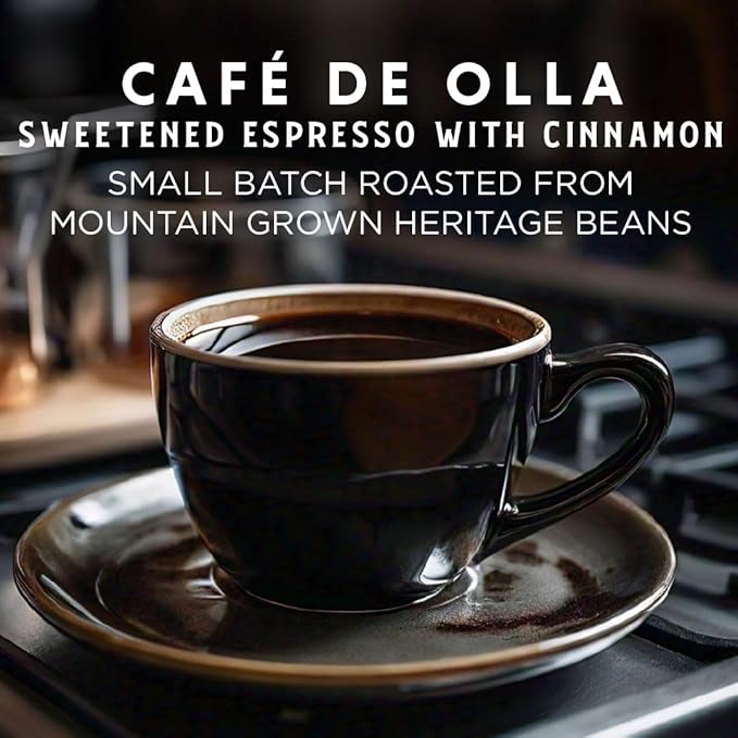 Oriente Sweetened Espresso with Cinnamon Coffee Pods, 18 ct, Dark Roast Flavored Cuban Inspired Coffee in Recyclable Single Serve Pods - 100% Arabica Beans, Compatible with Keurig K Cups Maker