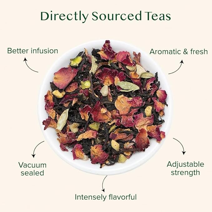 VAHDAM, Blooming Rose Black Tea - Premium Black Tea with Rose Petals (3.5oz) DELICIOUS & AROMATIC Black Tea Loose Leaf with Fragrant Rose Petals | Vacuum Sealed Pack