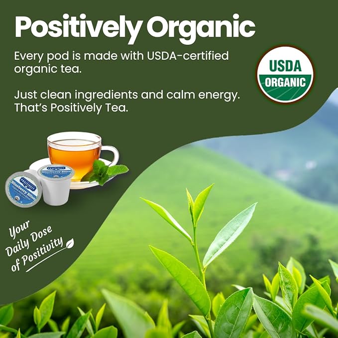 Organic Positively Tea Company, Caffeine Free Discovery Variety Pack, K-Cup Compatible, 96 Pods