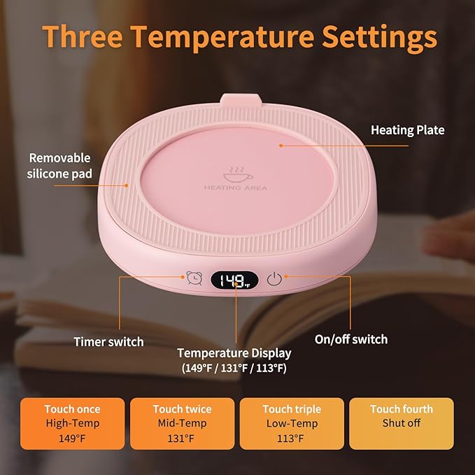 Coffee Mug Warmer & You are Awesome Mug Set, Electric Cup Warmer for Desk Office Home, Beverage Warmer with 3 Temperature Setting, 8-Hours Auto Shut Off, Best Birthday Present Ideas for Women