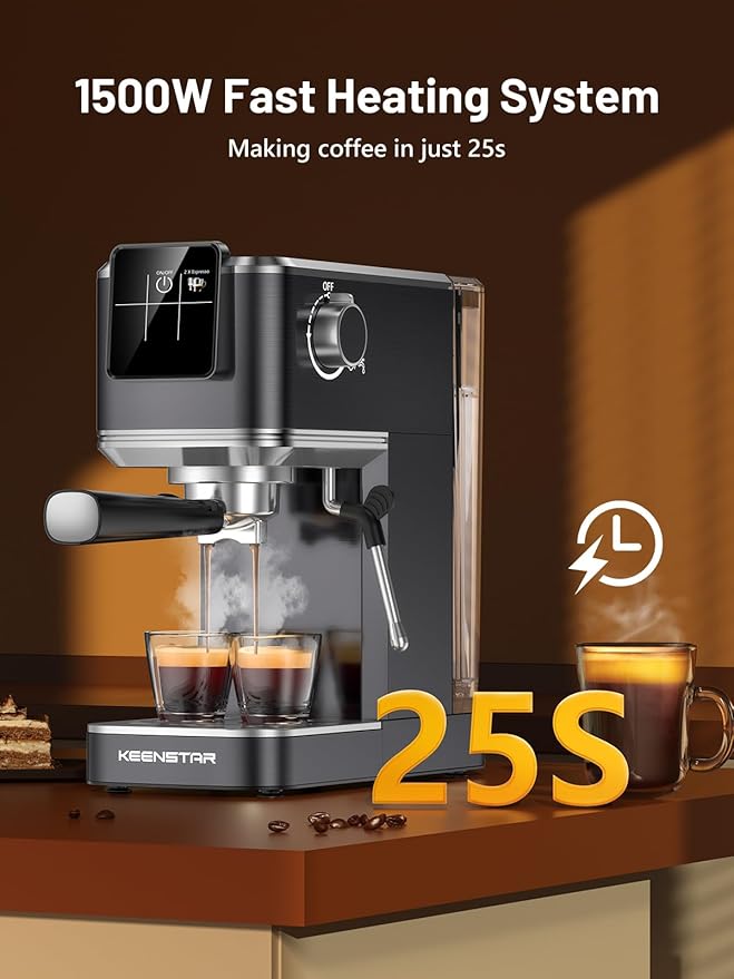 20Bar Espresso Machine with Rapid Cold Brew, Hot & Iced Coffee Machine, Espresso Maker with Milk Frother Steam Wand, Touch Screen with 40oz Water Tank for Latte, Cappuccino, Gift