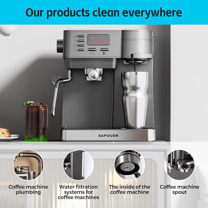 Y-Kelin Coffee Maker Cleaner And Descaler Tablets - 12Count Descaling & Cleaning Solution for Coffee Makers, Pot, Espresso Machines Removes Stains & Oils