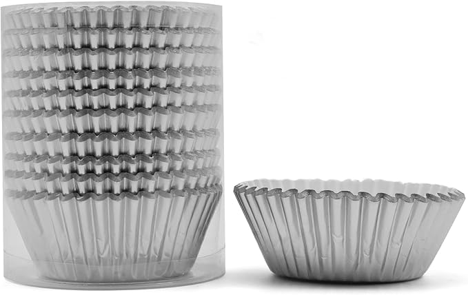 200 Pcs Silver Foil Cupcake Liners Standard Baking Cups Muffin Paper Cases