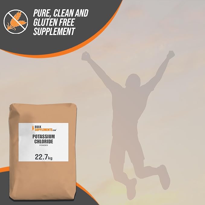 BulkSupplements.com Potassium Chloride Powder - Potassium Chloride Salt Substitute - Gluten Free, 200mg per Serving, 22.7g (50 lbs) (Pack of 1)