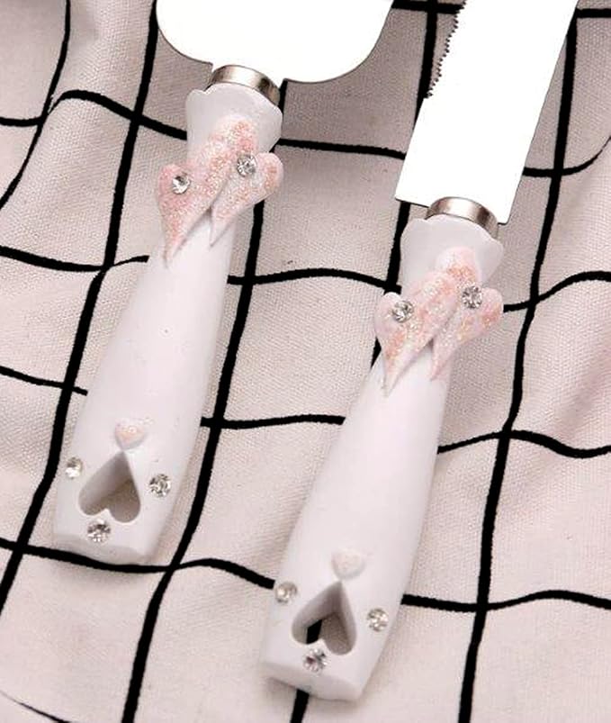 GIFTS INFINITY Personalized Wedding Cake Knife and Server Double Heart Set Free Engraving, Bridal & Baby Shower, Anniversary, Birthday, Engagement, Sweet Sixteen - Valentine's Day Gift
