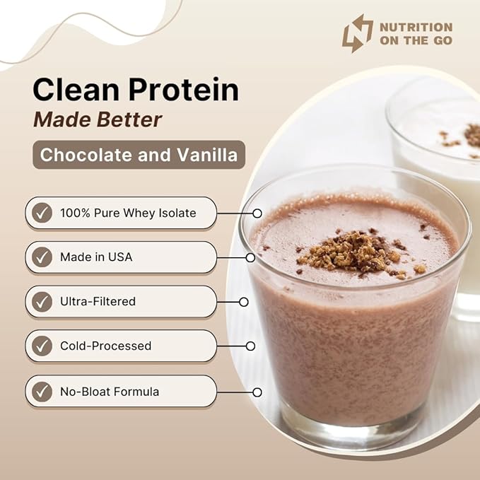 Travel Whey Protein Isolate Packets ??Single-Serve Protein Powder ??25g Proteins + 5g Creatine - Variety Pack (Vanilla & Chocolate) (30-Pack)