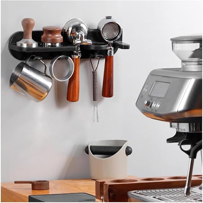 Coffee Portafilter Wall Mount Rack, Space Saving Floating Wall Shelves Coffee Station Organizer, Espresso Tools Portafilter Holder for Bar, Home, Office (54mm)