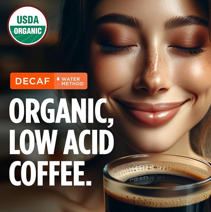 VitaCup Organic Perfect Dark Roast Decaf Coffee Pod for Pure & Clean Energy, Antioxidants, Low Acid, Peru Single Origin in Recyclable Single Serve Pod Compatible with Keurig K-Cup Brewers, 32CT