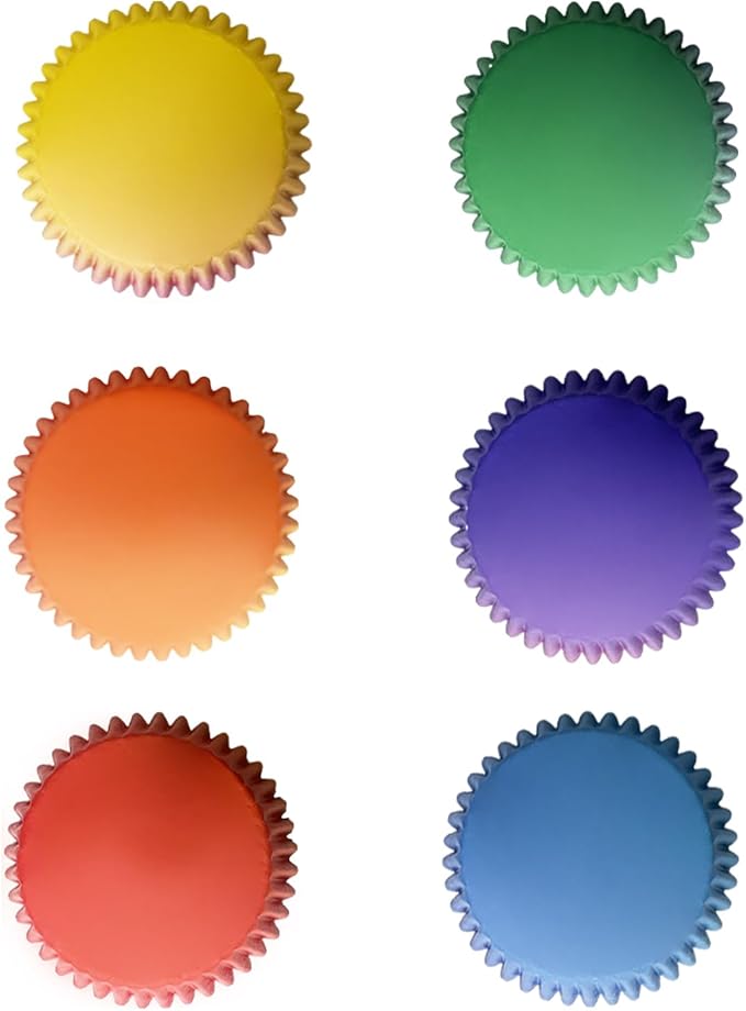 qiqee 300PCS Mini Cupcake Liners Gradient Cupcake Cups 6 Designs Orange Purple Muffin Papers Baking Cups Cupcake Wrappers (Small Size)
