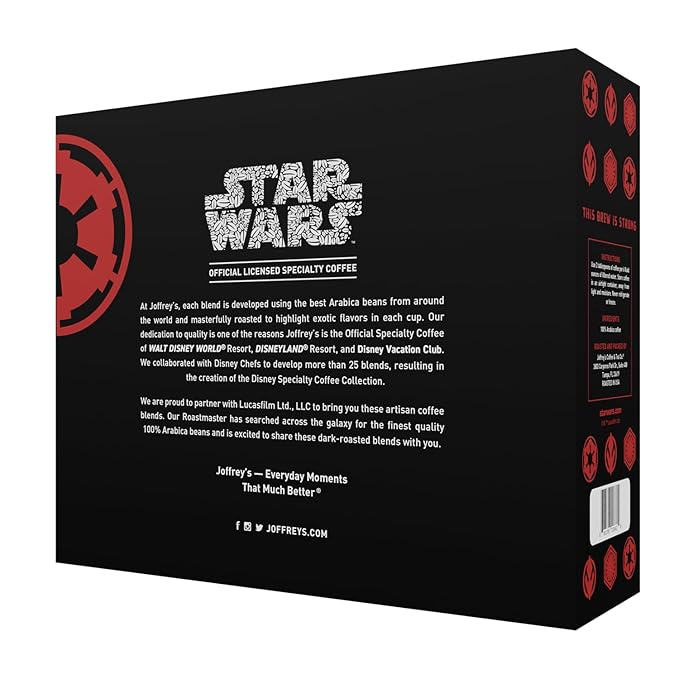 Joffrey's Coffee - STAR WARS??Dark Side Trio Coffee Collection, STAR WARS Licensed Collection, Artisan Dark Roast, Bold & Smooth Taste, Brew or French Press (Ground, 3-pack)