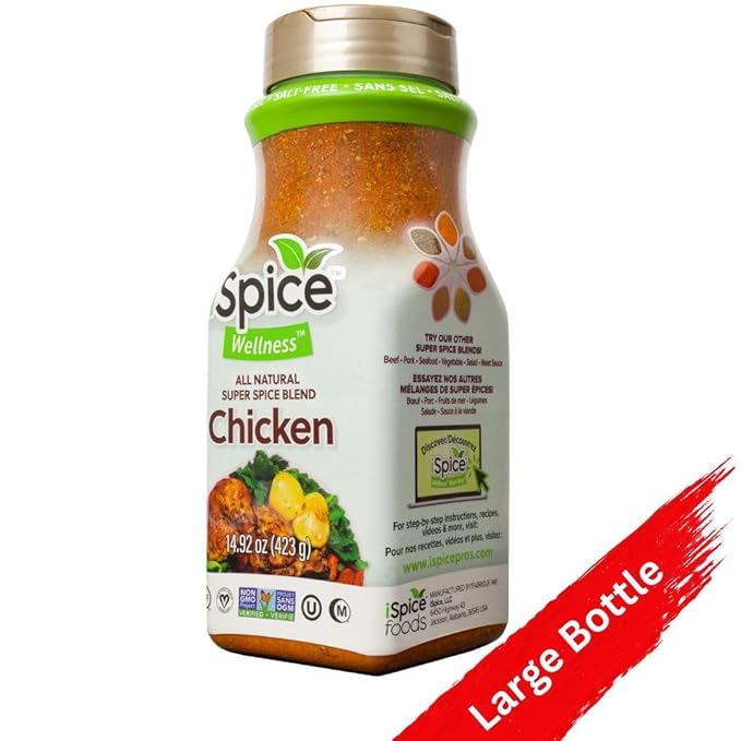 iSpice Blend| Chicken Seasoning | 14.92 oz | Mixed Spice & Seasoning | Bulk Size | Halal | Kosher