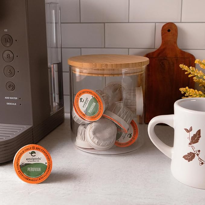 Fresh Roasted Coffee, Jumbo Organic envipods Assortment | BPI Compostable, USDA Organic, Kosher | 80 Count for K Cup Brewers | Not for use in Ninja or Hamilton Beach Brewers