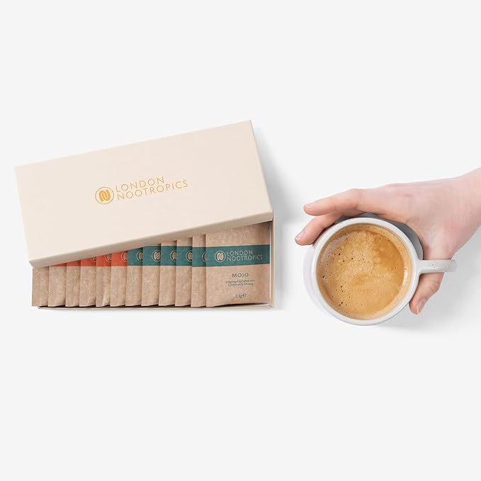 London Nootropics - Mushroom Coffee Box - Flow & Mojo Adaptogenic Mushroom Coffee - 12 Sachets