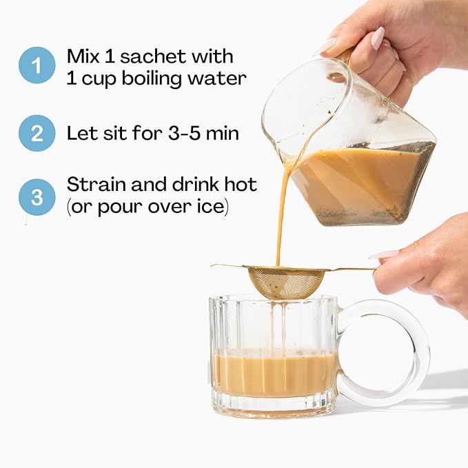 Kola Goodies Lazy Girl Tea ??Instant Sri Lankan Milk Tea Powder with Ceylon Loose Leaf Tea, Monk Fruit, Coconut Sugar ??Low Caffeine Chai Latte Mix ??No Refined Sugar ??10 Sachets