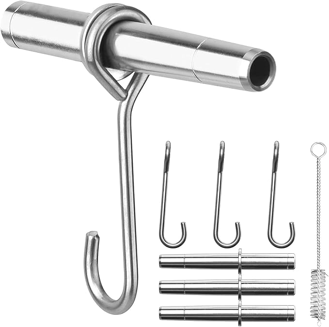 Stainless Steel Maple Syrup Taps Kit, Spiles for Tapping Trees, 3 Spiles and Hooks With 1 Spile Cleaning Brush