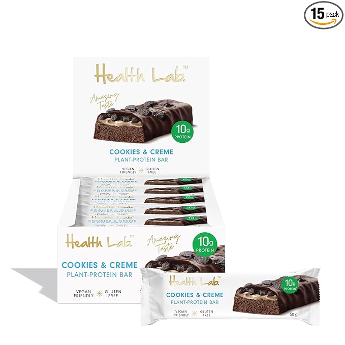 Health Lab - Vegan Protein Bars - Cookies 'N' Cream 720g - (Pack of 15)