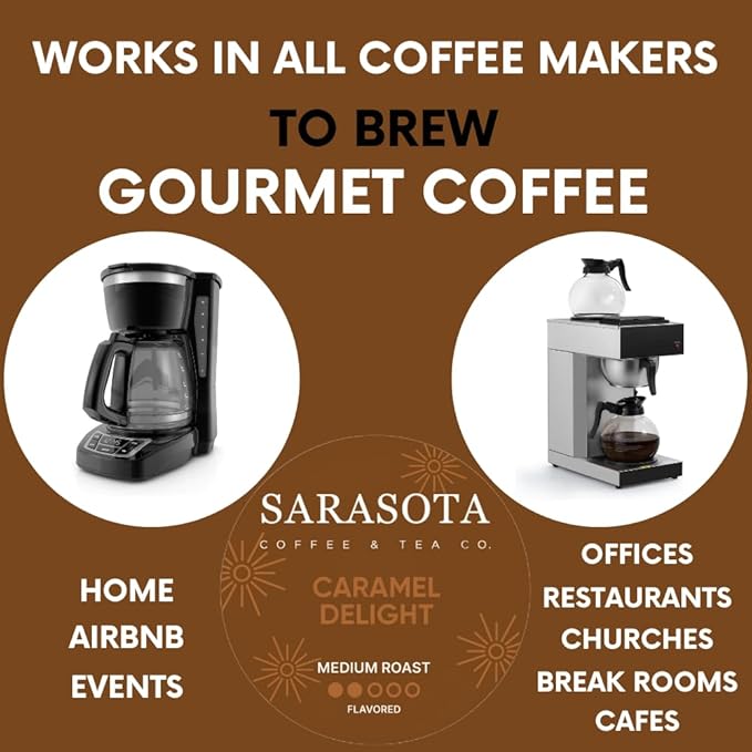 Sarasota K-Cup Coffee Pods | Medium Roast Flavored Coffee | Salted Caramel Cream | Single Serve for Keurig Brewers | Gourmet, Low Acid, Mold Free | 24 Count