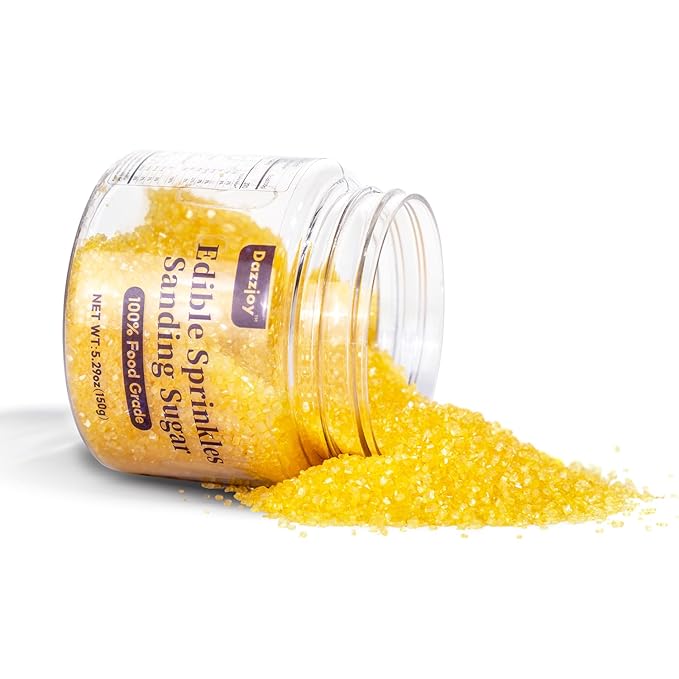 Yellow Sanding Sugar Sprinkles, Food Grade 150g, Edible Sprinkles for cupcake decorating, Cake Toppers, Sprinkles Decoration, Ice Cream, Wedding Party Valentines Halloween Christmas Supplies