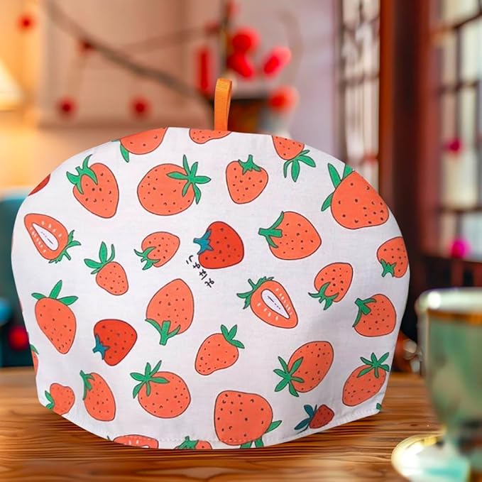 Cotton Tea Cozy Vintage Floral Printed Teapot Cover Tea Pot D챕cor Cozies Insulated Kettle Kitchen Dust Cover (Strawberry)