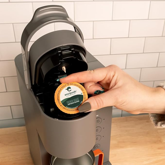 Fresh Roasted Coffee, Compostable envipods, French Roast, Kosher, Dark Roast, 12 Count, K-Cup Compatible | Not for use in Ninja or Hamilton Beach Brewers
