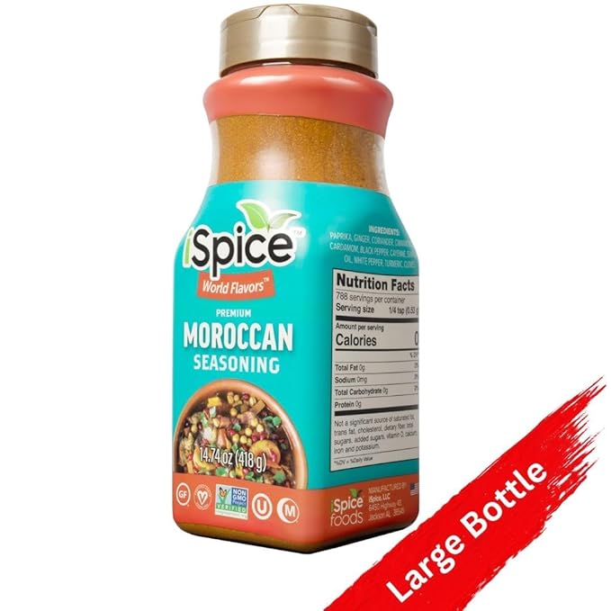 iSpice Blend | Moroccan Seasoning | 14.74 oz | Mixed Spice & Seasoning | Bulk Size | Halal | Kosher (Moroccan)