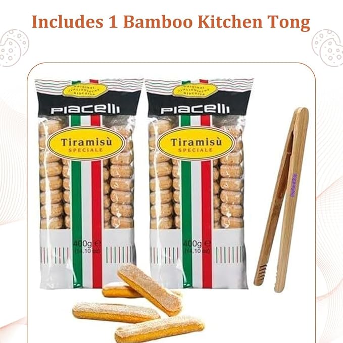 PIACELLI Ladyfingers Tiramisu Speciale - Authentic Italian Sponge Lady Fingers for Tiramisu ??Traditionally Baked Ladyfinger Cookies - 2 Pack (400g/14.11oz Each)