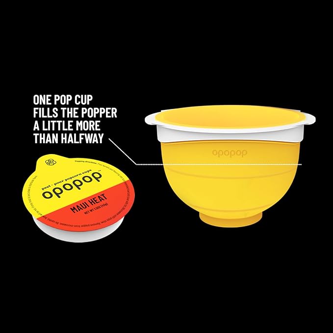 Opopop Microwave Popcorn - Pop Cups Maui Heat 6-Pack, Non-GMO Gourmet Popcorn Kernels & Popcorn Flavoring, Gluten Free Snacks, Easy to Make and No Mess