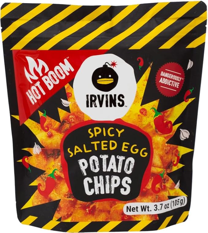 IRVINS Potato Chips Crisps Variety Pack Of 3: Salted Egg Potato Chips (3.7 oz), Spicy Salted Egg Potato Chips (3.7 oz), Truffle Potato Chips (2.5 oz)