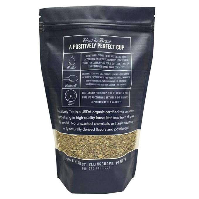 Positively Tea Company, Organic Spearmint Leaf, Herbal Tea, Loose Leaf, USDA Organic, 1 Pound Bag