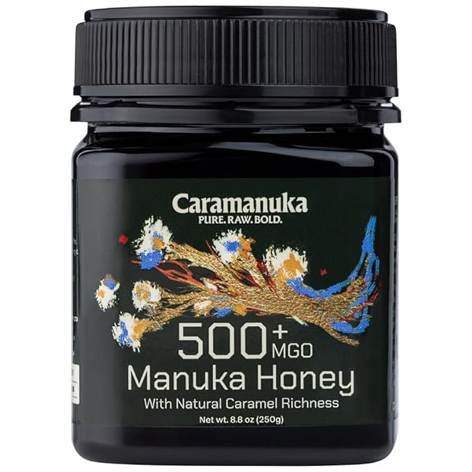 Caramanuka Manuka Honey MGO 500 – 100% Raw & Unfiltered Australian Honey, Independently Lab-Tested for MGO & Glyphosate, Bold Caramel Flavor, 8.8 oz (250g)