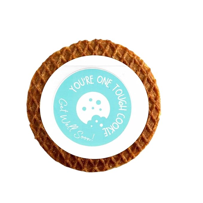 DeReuze Stroopwafels Gift Set – Caramel Waffle Cookies in Decorative Dutch Tin – Gifts from Netherlands with Special Occasion Message Stroopwafel in Organza Bag – Unique Food Gift for Any Occasion (Get Well Soon)