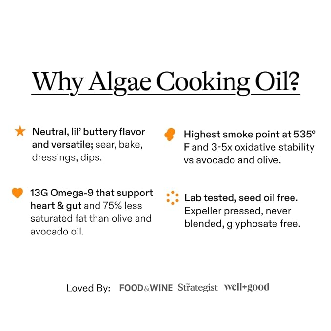 Algae Cooking Club Chef-Grade 100% Algae Cooking Oil 7oz Squeeze Bottles (2 Pack) ??High Smoke Point 535째F, Rich in Omega-9, Neutral Buttery Flavor, Seed-Oil Free, Perfect for Searing, Baking & Frying