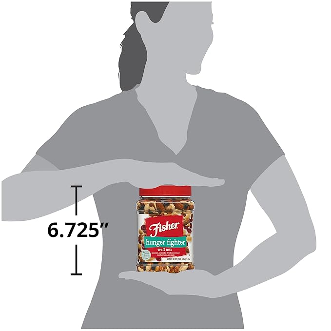 Fisher Snack Hunger Fighter Bulk Trail Mix, 38 oz (Pack of 1), Peanuts, Almonds, Dried Sweetened Cranberries and Soy Nuts, Snacks for Adults and Kids, Dried Fruit, Healthy Snacks for Adults