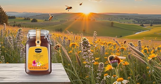 ALSHIFA Natural Honey 6.61lb (3kg) | Pack of 1 | Raw, Pure & Unpasteurized | 100% Pure Wildflower Honey | Healthy & Rich in Nutrients | No Added Sugar | Glass Bottle