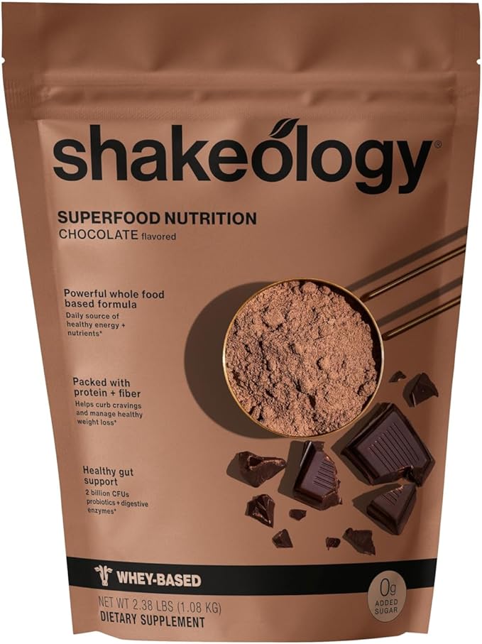 Shakeology 0g Added Sugar Whey Protein Powder Blend, Gluten-Free Shake with Vitamins and Minerals ??Helps Support Healthy Weight Loss, Lean Muscle, Gut Health ??Chocolate, 30 Servings