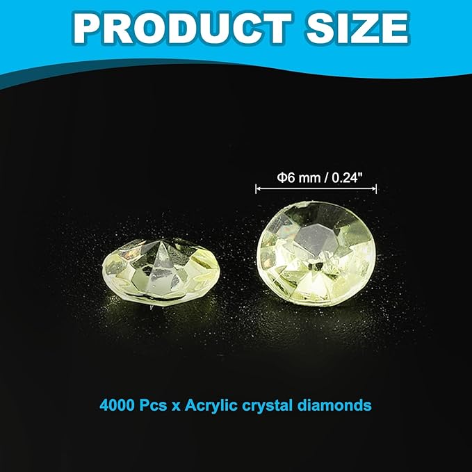 PATIKIL 4000 Pcs Wedding Table Scatter Confetti Crystals 6mm Acrylic Diamonds Vase Fillers Gems for Table Centerpiece Decorations Party Vase Beads, Light Yellow