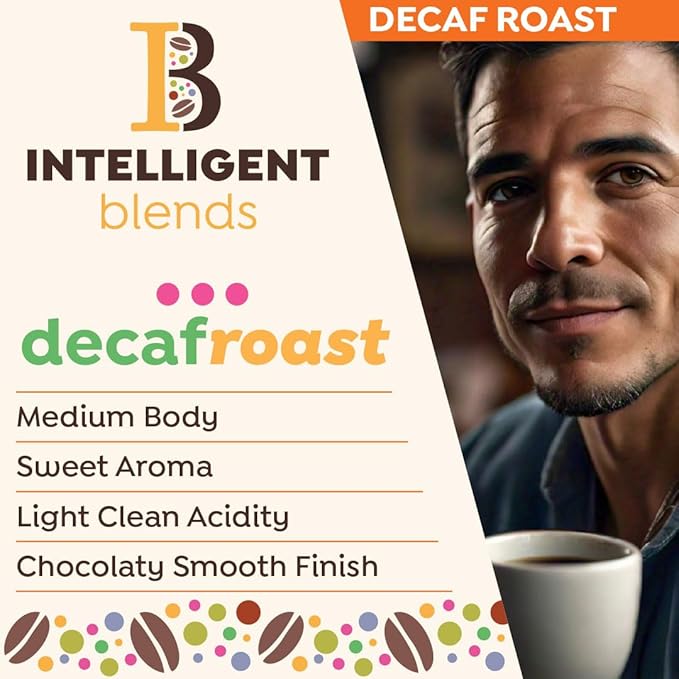 Intelligent Blends Decaf Dark Roast Coffee Pods, 100 ct, Recyclable Single Serve Pods – 100% Arabica Coffee, Compatible with Keurig K Cups Maker